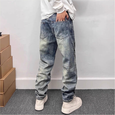 Retro blue skinny jeans showcasing classic vintage style with a modern slim fit for trendy fashion enthusiasts.