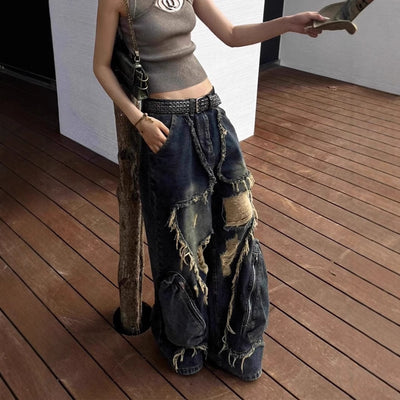 Trendy ripped jeans for a stylish and modern look, perfect for fashion-forward individuals.