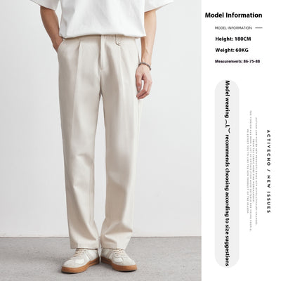 Men's straight drooping pants offering ultimate comfort for everyday wear in a stylish and relaxed fit.