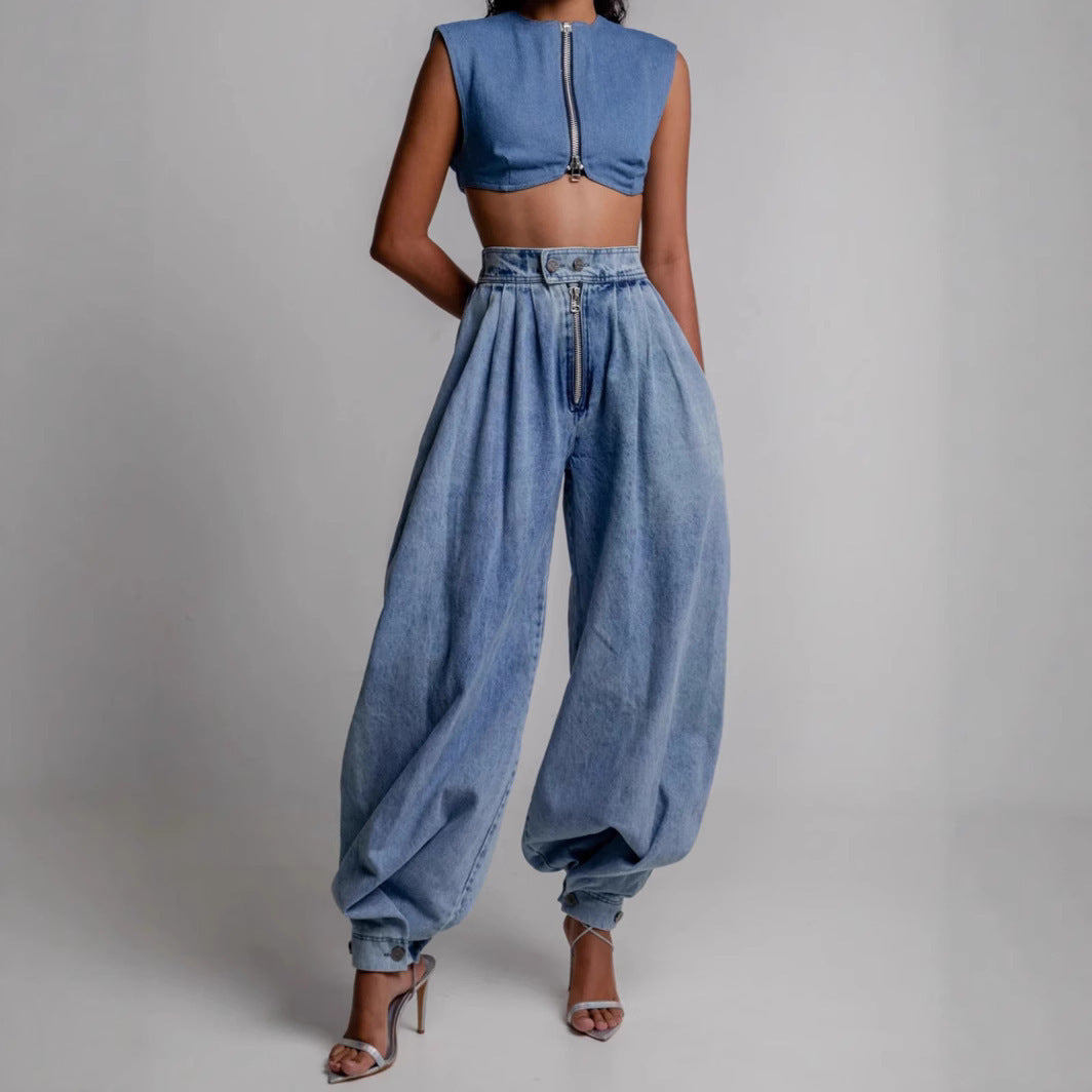 High waist trousers with elegant ankle-tied design for a sophisticated and modern look