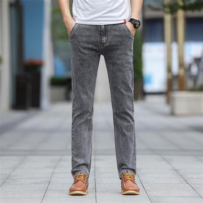 Stylish smoky gray jeans perfect for autumn casual wear, combining comfort and seasonal elegance