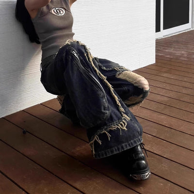 Trendy ripped jeans for a stylish and modern look, perfect for fashion-forward individuals.