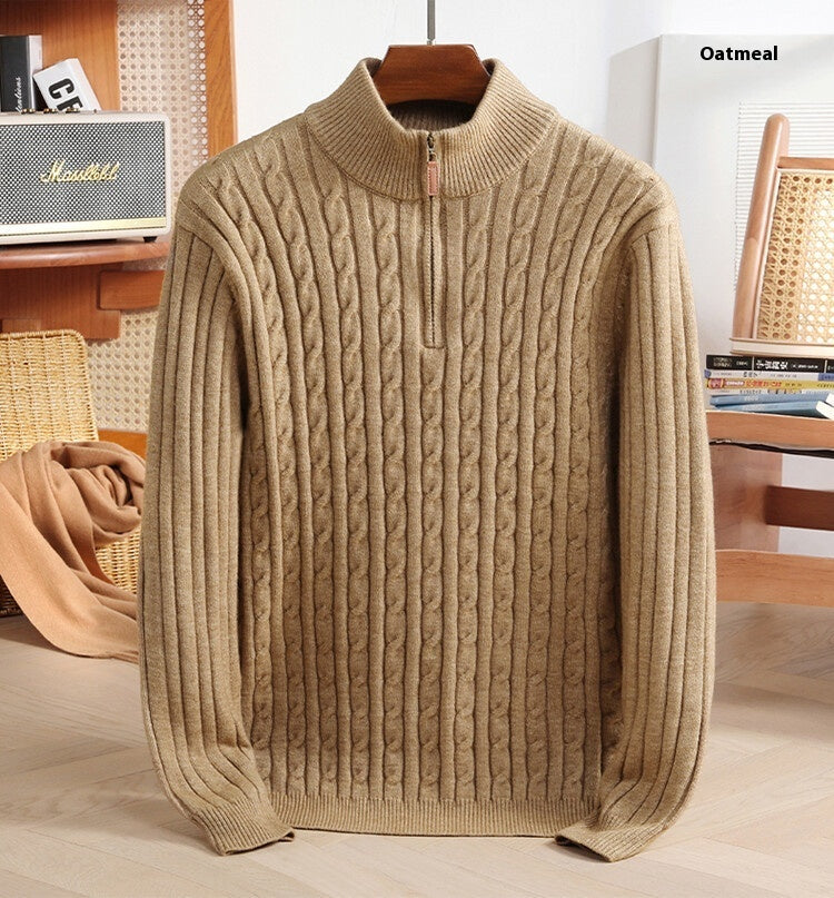 Half zipped woolen sweater for men, warm and stylish winter wear