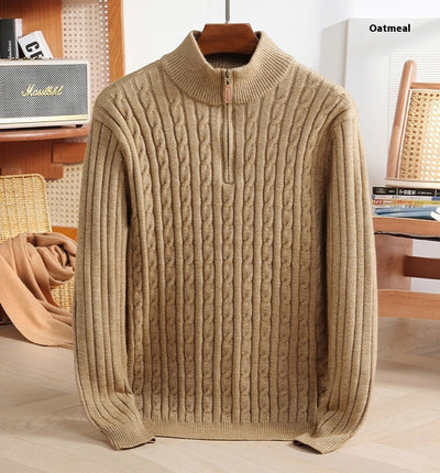 Half zipped woolen sweater for men, warm and stylish winter wear