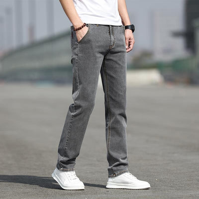 Stylish smoky gray jeans perfect for autumn casual wear, combining comfort and seasonal elegance