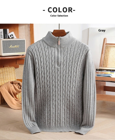 Half zipped woolen sweater for men, warm and stylish winter wear
