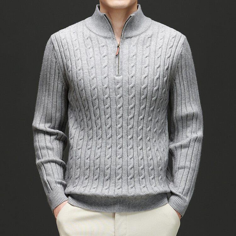 Half zipped woolen sweater for men, warm and stylish winter wear