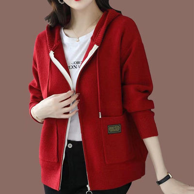 Stylish cozy hooded sweater perfect for cooler weather, blending comfort and elegant design seamlessly