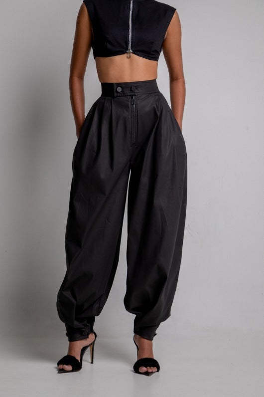 High waist trousers with elegant ankle-tied design for a sophisticated and modern look