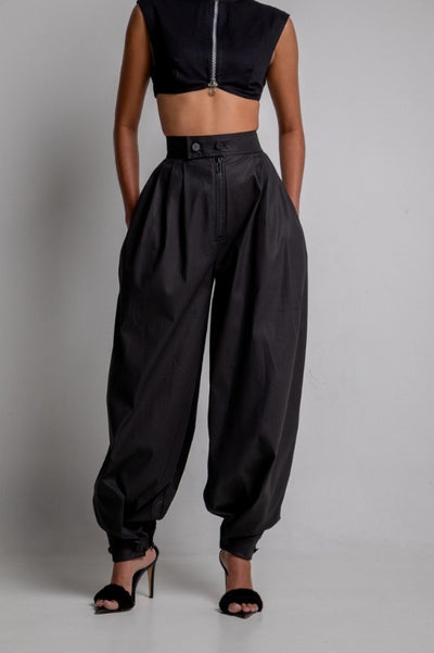 High waist trousers with elegant ankle-tied design for a sophisticated and modern look