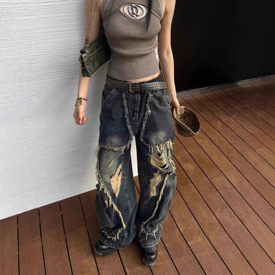 Trendy ripped jeans for a stylish and modern look, perfect for fashion-forward individuals.