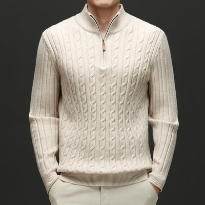 Half zipped woolen sweater for men, warm and stylish winter wear