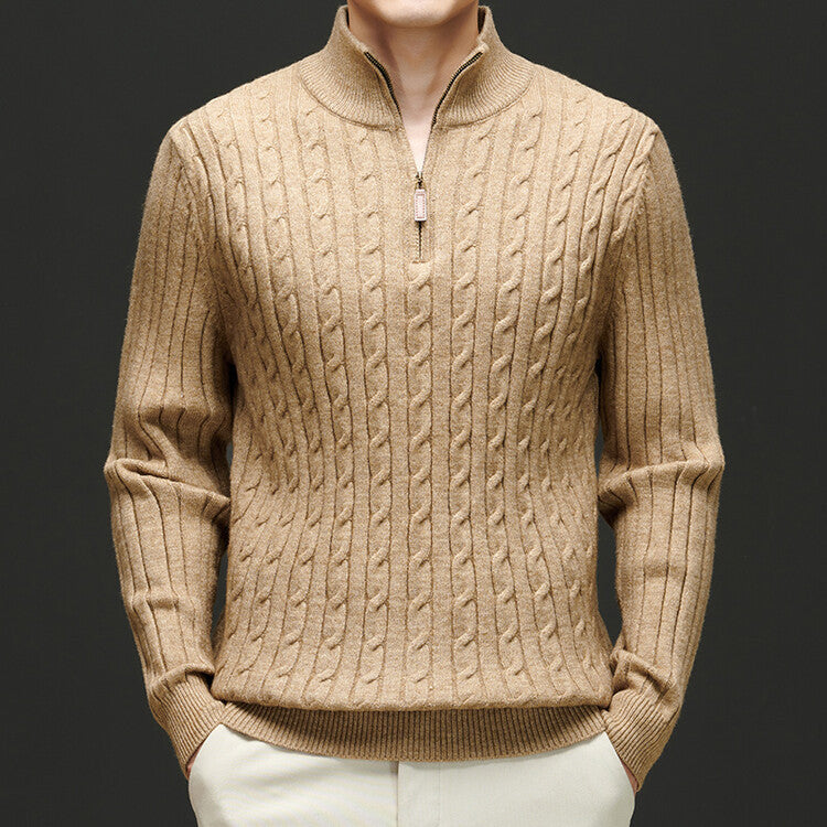 Half zipped woolen sweater for men, warm and stylish winter wear