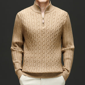 Half zipped woolen sweater for men, warm and stylish winter wear