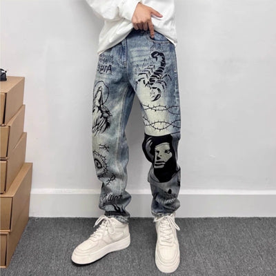 Retro blue skinny jeans showcasing classic vintage style with a modern slim fit for trendy fashion enthusiasts.
