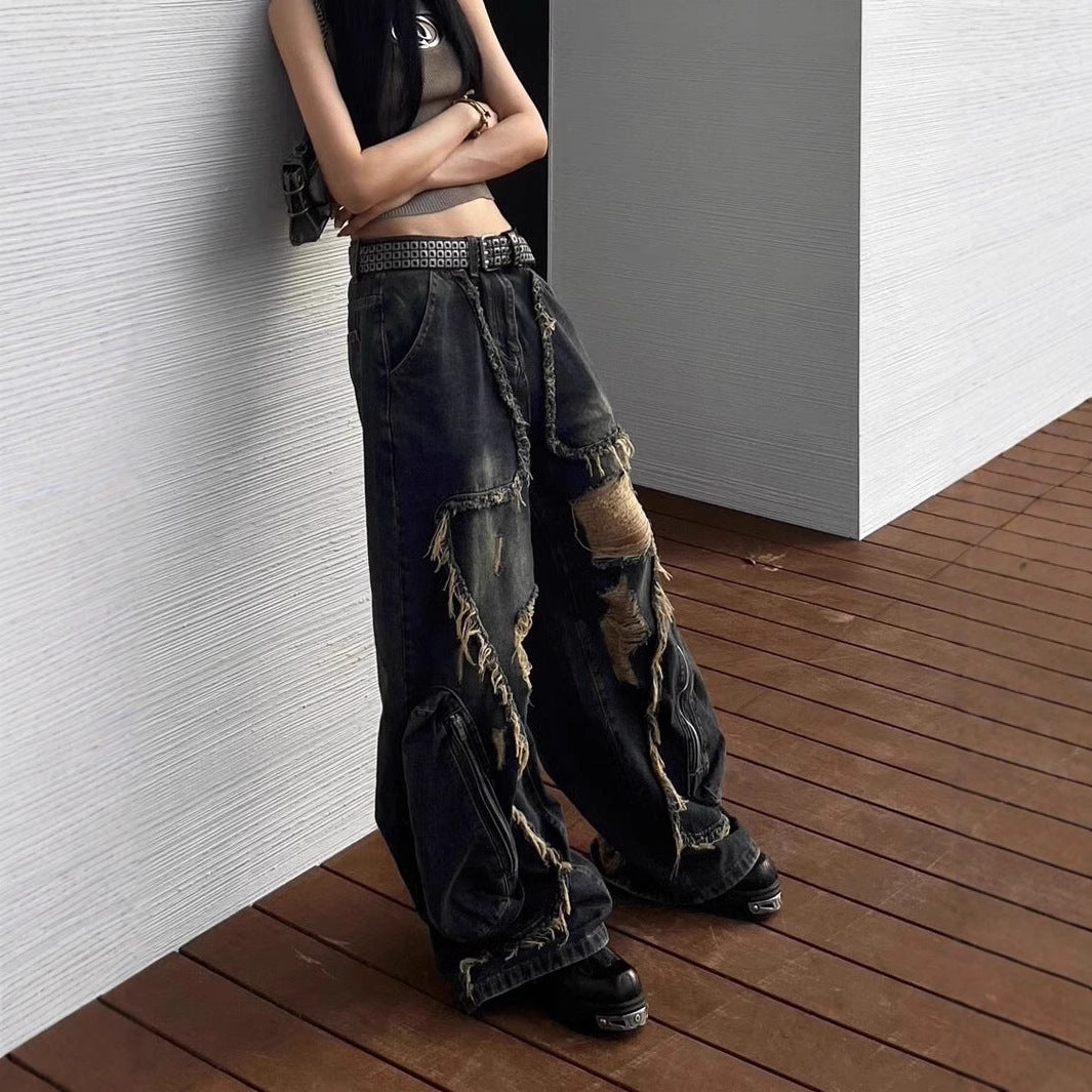 Trendy ripped jeans for a stylish and modern look, perfect for fashion-forward individuals.