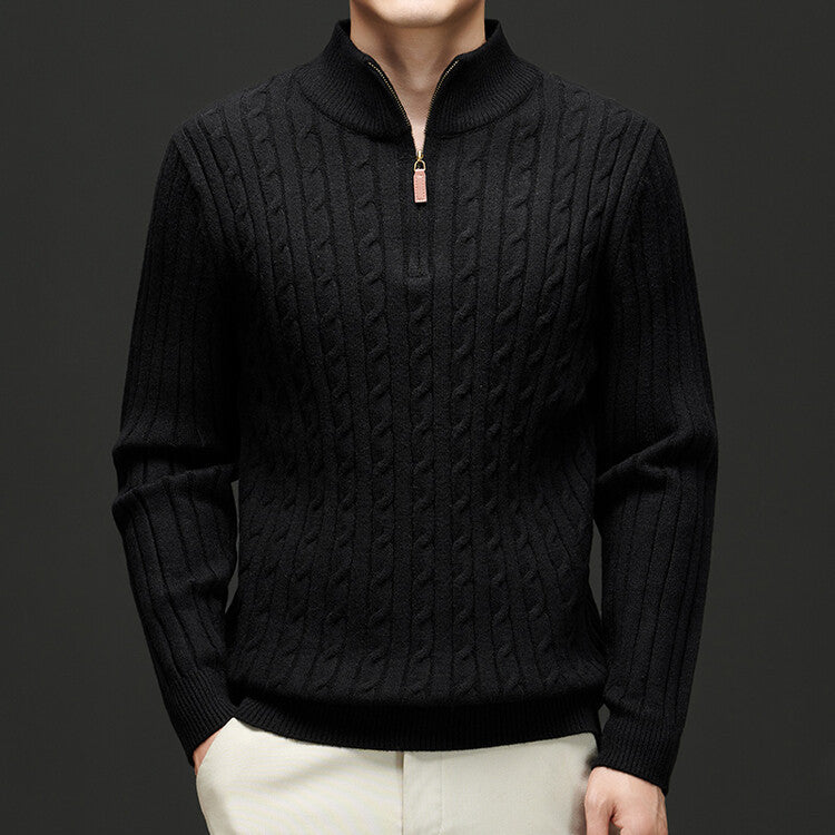 Half zipped woolen sweater for men, warm and stylish winter wear