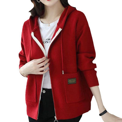 Stylish cozy hooded sweater perfect for cooler weather, blending comfort and elegant design seamlessly